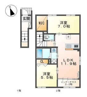 広島県福山市新涯町6【アパート】の間取り