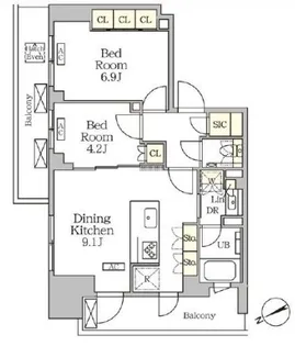 ザ・パークハビオ大森山王【16階】の間取り