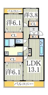 テレパレス柏てるて 南街区 1号棟【3階】の間取り