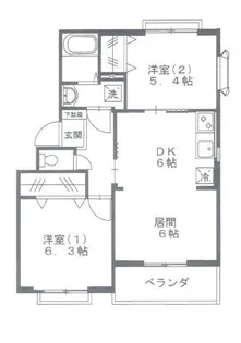 リバーサイド向ヶ丘B【3階】の間取り