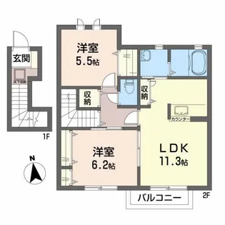 シャーメゾン・ホ・ラグッチ56-B【2階】の間取り