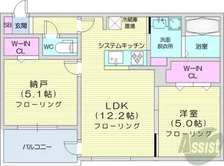 アルファスクエア円山4条【2階】の間取り