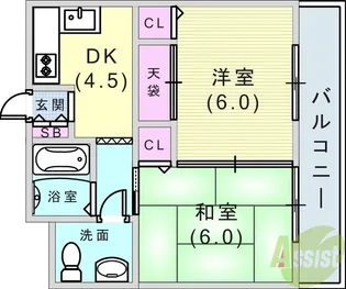 クレール甲南【1階】の間取り