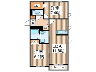 ノワ-ルブラン【1階】の間取り