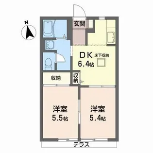 ヴィラージュ折立【1階】の間取り