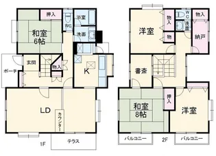 神奈川県横浜市青葉区柿の木台【一戸建】の間取り