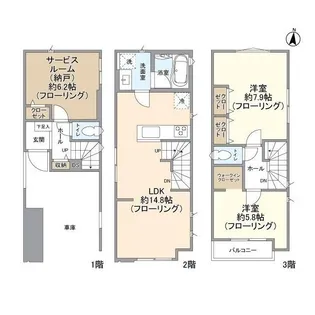 神奈川県横浜市港南区笹下3【一戸建】の間取り