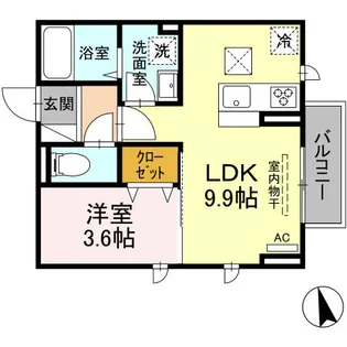 1LDKの間取り画像