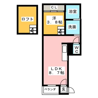 ハピネス呼続【1階】の間取り