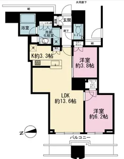 富久クロスコンフォートタワー【37階】の間取り