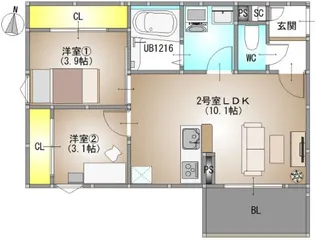 岡山県岡山市北区庭瀬【アパート】の間取り
