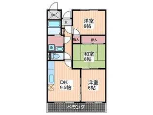ソレイユ庚午【3階】の間取り