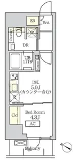 コスモグラシア新宿西早稲田【2階】の間取り