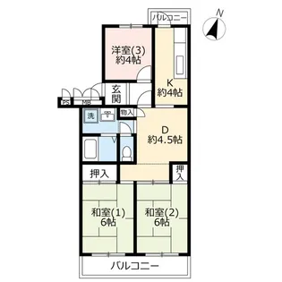 URパークハイツ中青木【5階】の間取り