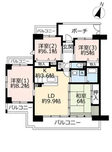 URアルビス緑丘【6階】の間取り