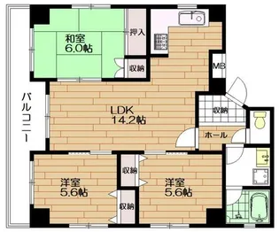 ハイツウッドベル【5階】の間取り