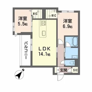 シャーメゾン伊藤【2階】の間取り
