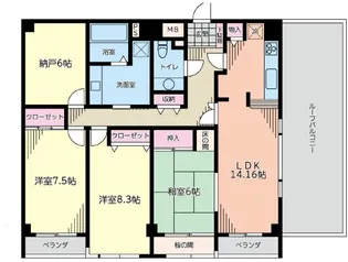 メイツ新宿なつめ坂【6階】の間取り