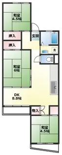 南永田団地1-3号棟【3階】の間取り