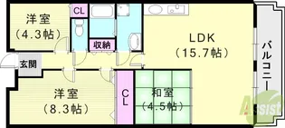 グランドパレス君影【1階】の間取り