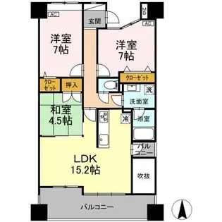 東峰マンション弥生が丘ステーションペサージュ south棟【7階】の間取り