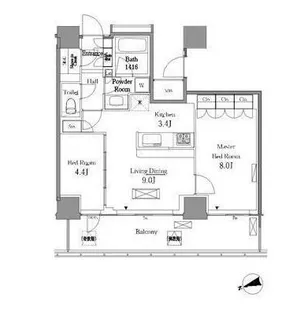 レジディアタワー目黒不動前【25階】の間取り