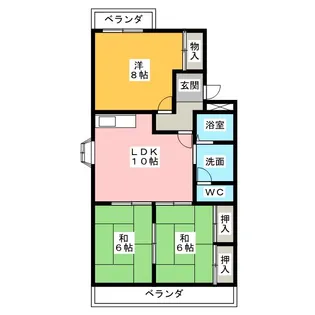 七反田ハイツ A棟【3階】の間取り