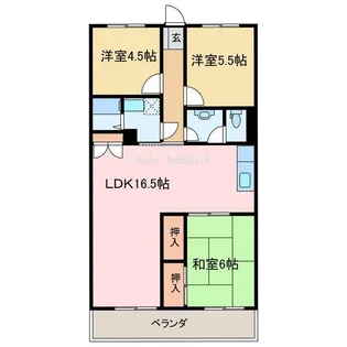 アサヒパレス庄内【6階】の間取り