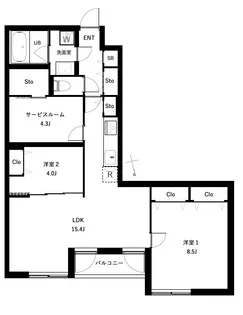 COEUR BLANC西荻窪【1階】の間取り