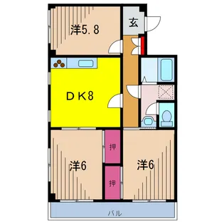 メゾンパークサイド【2階】の間取り