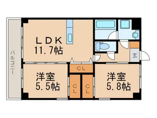 福岡県北九州市戸畑区土取町【マンション】の間取り