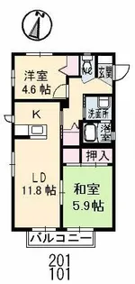 アンソレイユ II棟【1階】の間取り