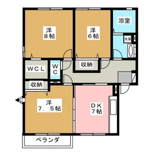 ウエストヴィレッジ(E~H)【2階】の間取り