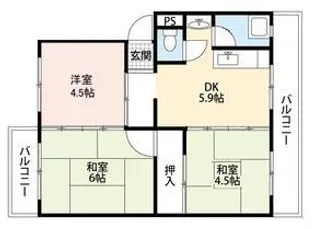 シーサイド貝掛マンションB棟【4階】の間取り