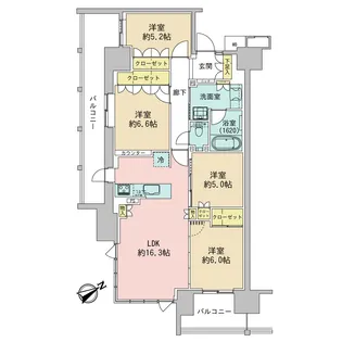 プレミスト湘南辻堂アクアフェイス【4階】の間取り