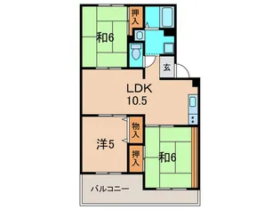 サニーハイツ高台B棟【2階】の間取り