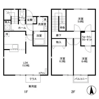 リースランド野高谷 B【1階】の間取り