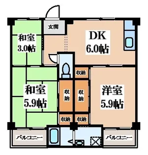 ビレッジハウス紀三井寺【3階】の間取り