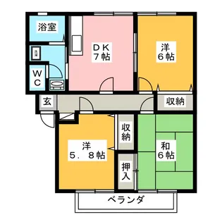 パナタウン南長池 B棟【2階】の間取り