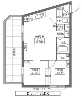 COCOCUBE鵜の木の間取り