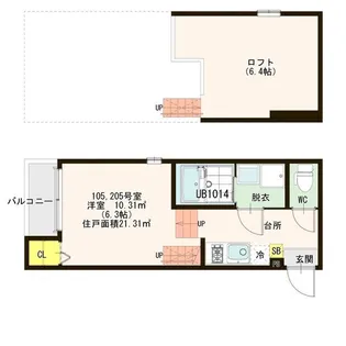 ハーモニーテラス東仙台VI【2階】の間取り