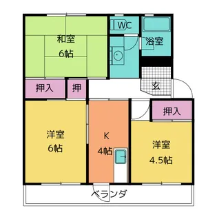 射場コーポD棟【4階】の間取り