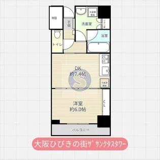 大阪ひびきの街 ザ サンクタスタワー【15階】の間取り