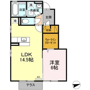 フェリス河内 B棟【1階】の間取り