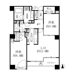 パークサイド・ウイングス【4階】の間取り