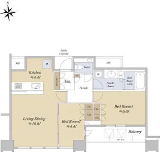 ザ・ファインタワー大手前【25階】の間取り