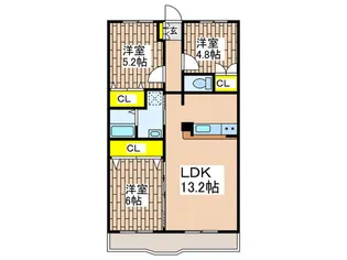 洋光台山の手マンション【1階】の間取り