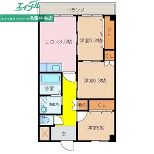 フレアグレイス【4階】の間取り