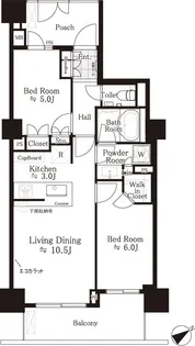 ウィルローズ蔵前リバースイート【9階】の間取り