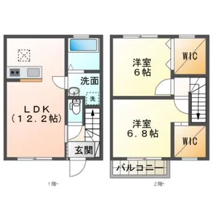 コーポサンパレスC,D【1階】の間取り
